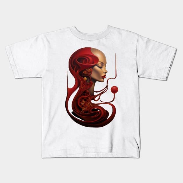 Crimson Contemplation Kids T-Shirt by TooplesArt